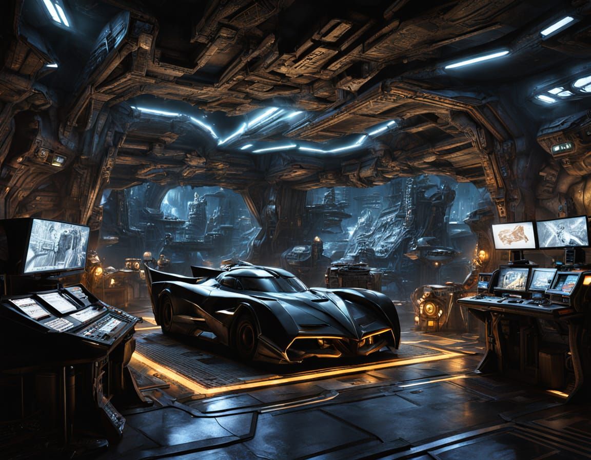 The Batcave Filled With Gadgets and Batmobile