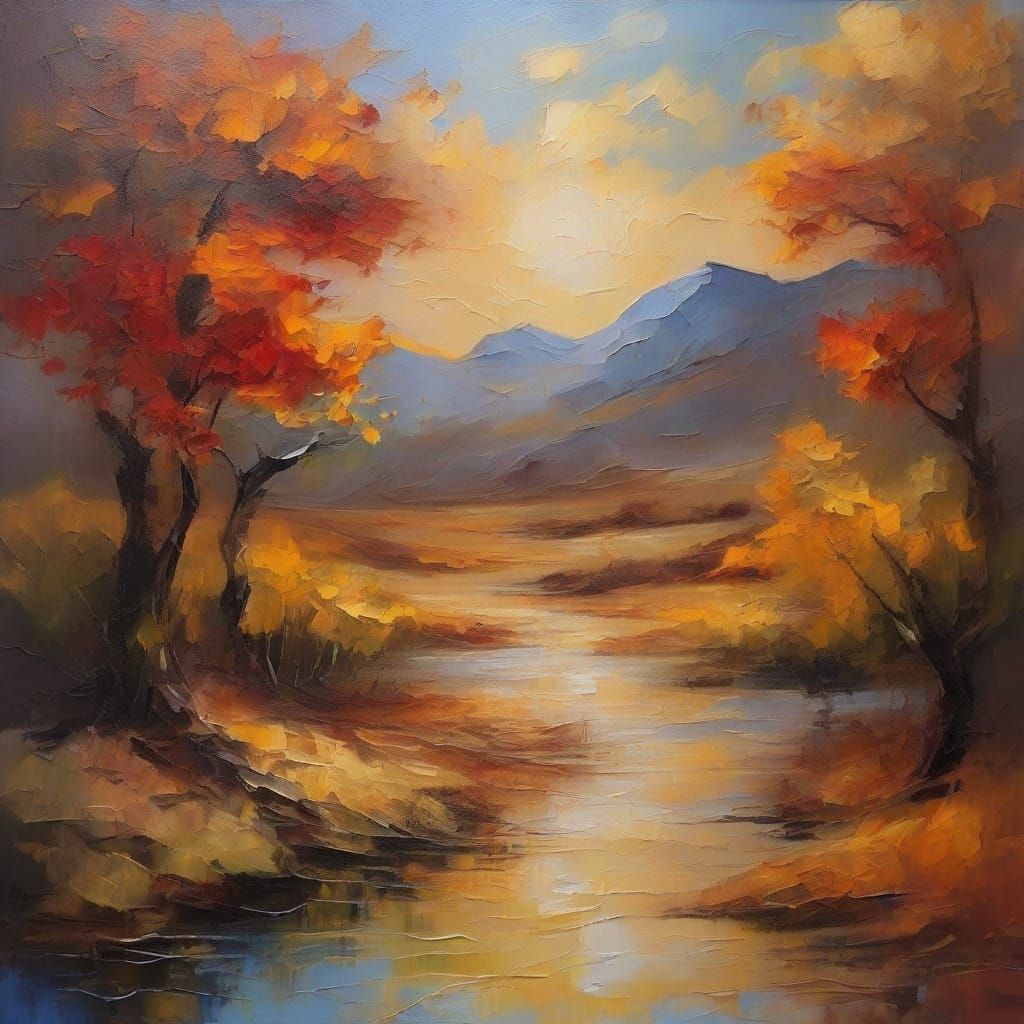 Vibrant Abstract Oil Painting in Surrealist Style