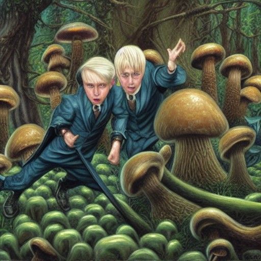 Draco Malfoy's Fungal Nightmare: An Oil Painting