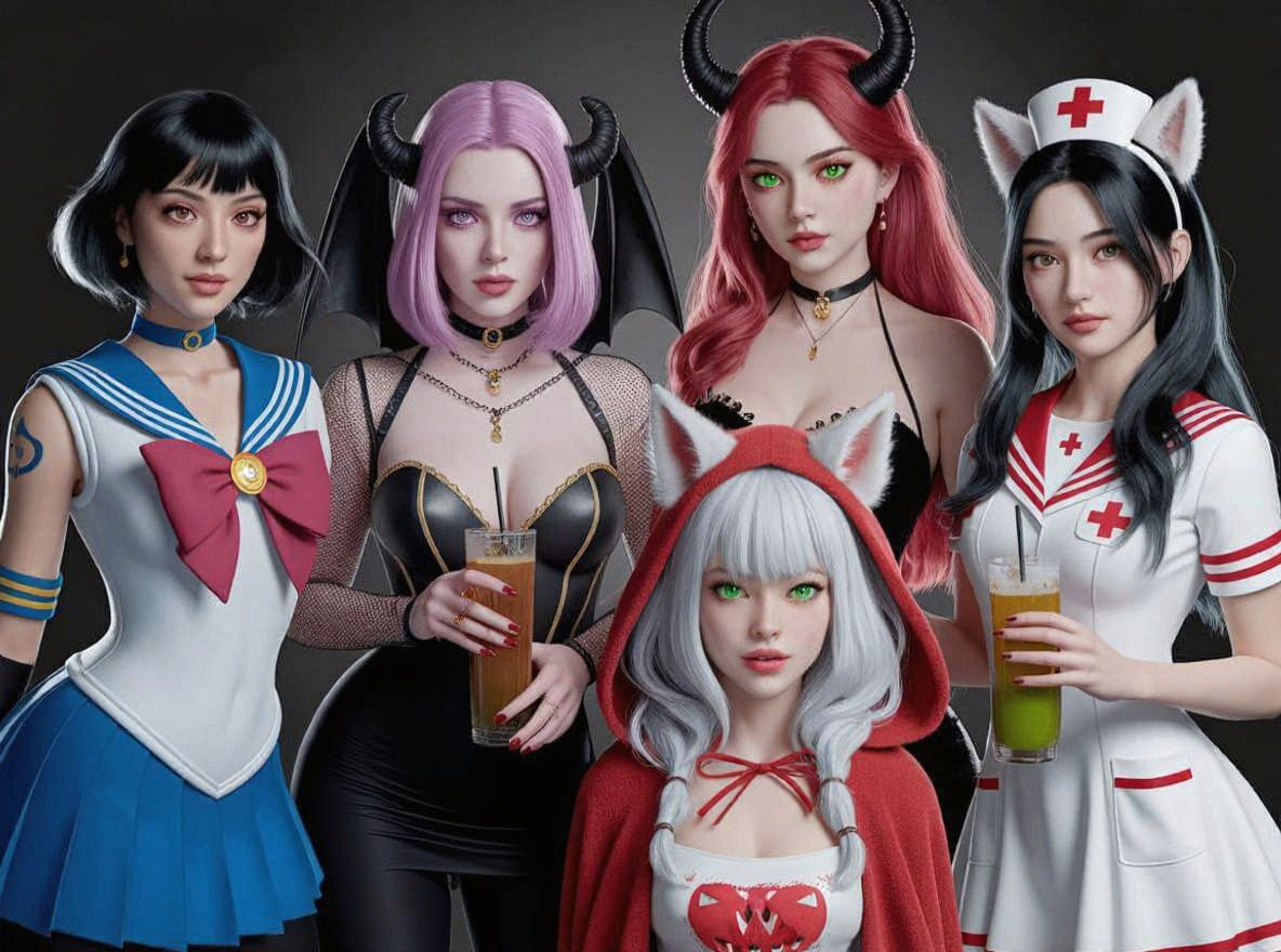 Five Women Celebrate Halloween Party in Shibuya