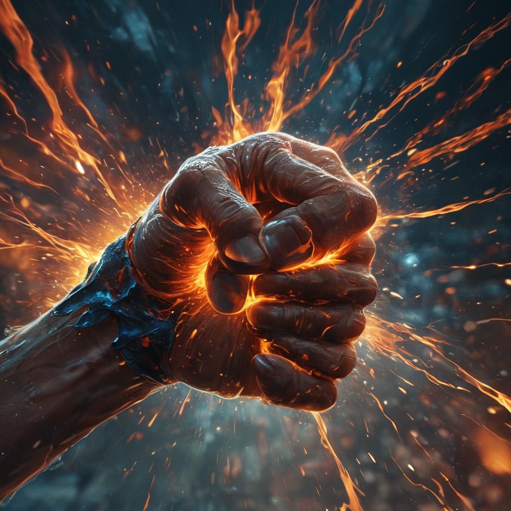 Explosive Punch Shatters Reality: Action Concept Art