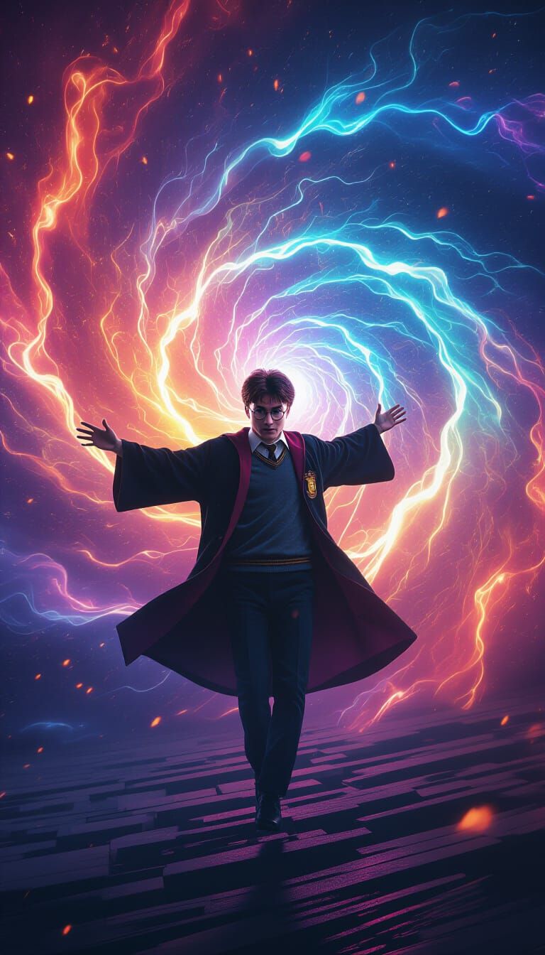 Harry Potter in Psychedelic Light Storm