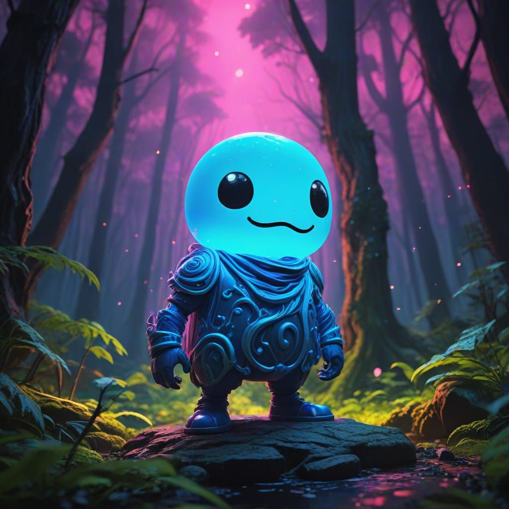 Anime-Inspired Heroic Slime in Mystical Forest