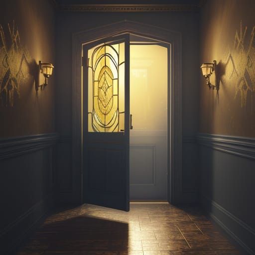 Heavenly Doorway in Golden Light: 3D Render