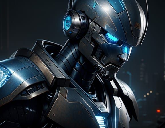 Sci-Fi Robot Explores Ruins in Dramatic Lighting