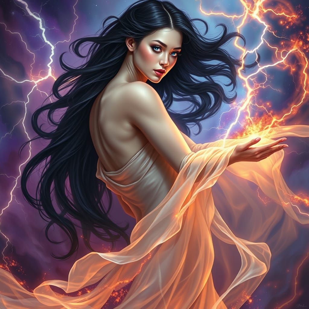 Ethereal Goddess of Magic Shrouded in Mystical Aura