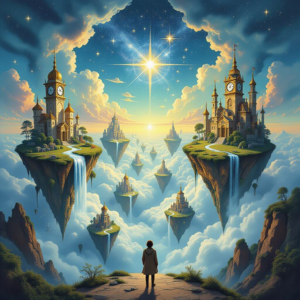 Surreal Dreamscape With Melting Clocks And Floating Islands