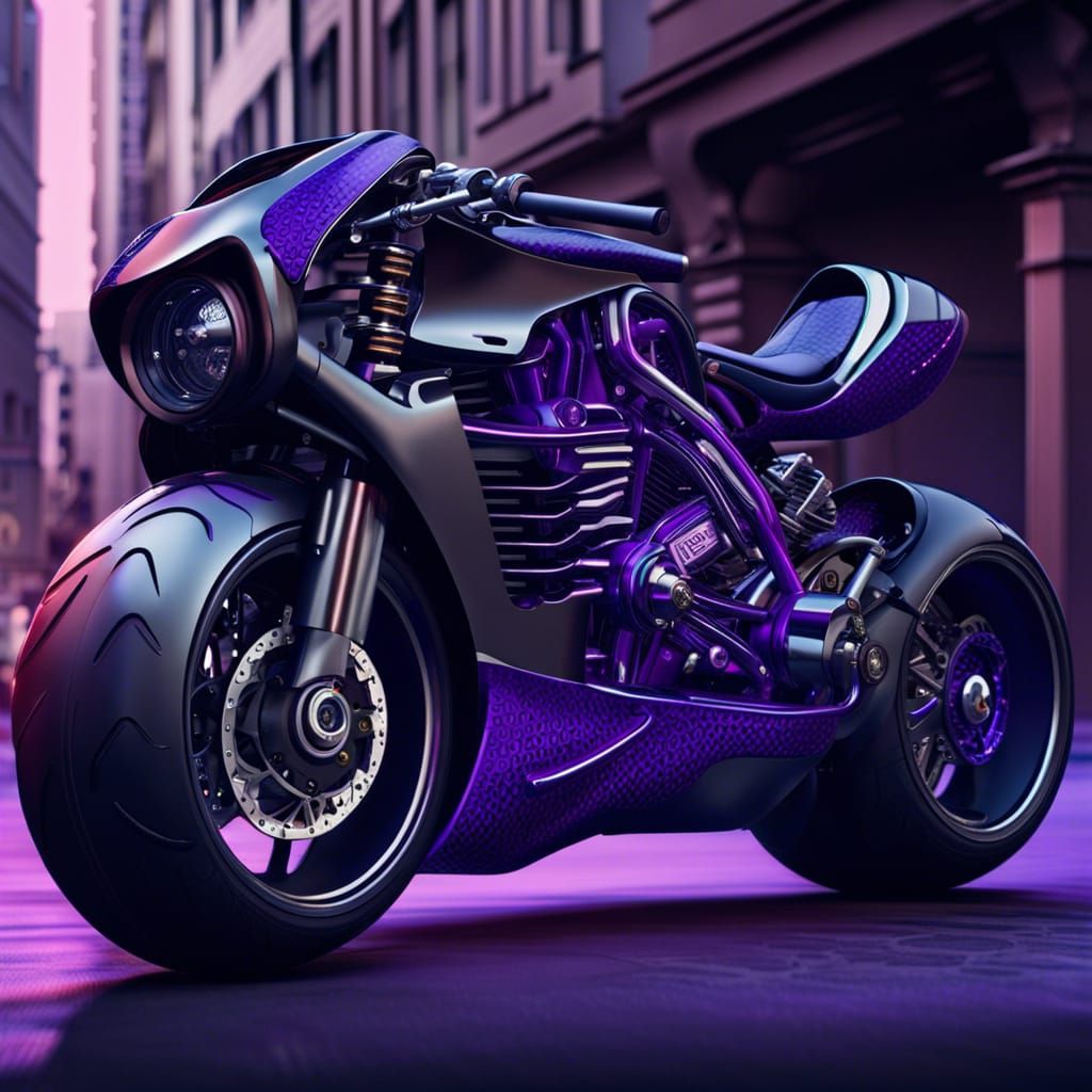 Futuristic Motorcycle in a Cyberpunk Cityscape