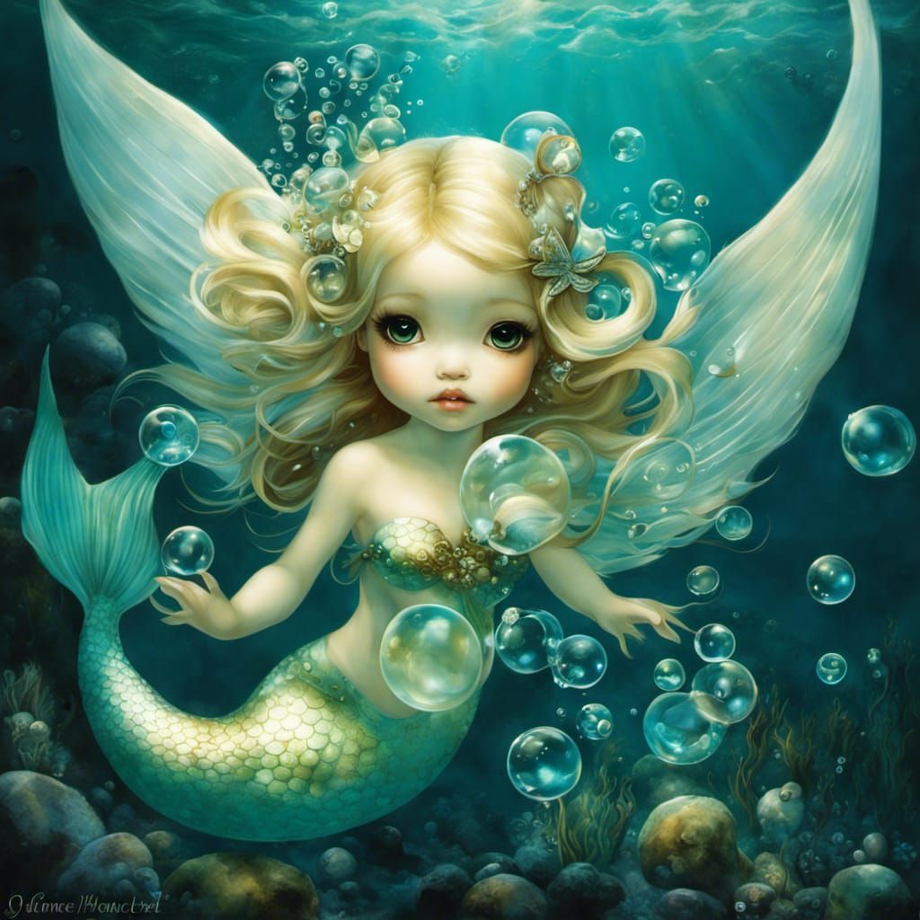 Angelic Mermaid Underwater: Pop-Surrealist Fantasy Art