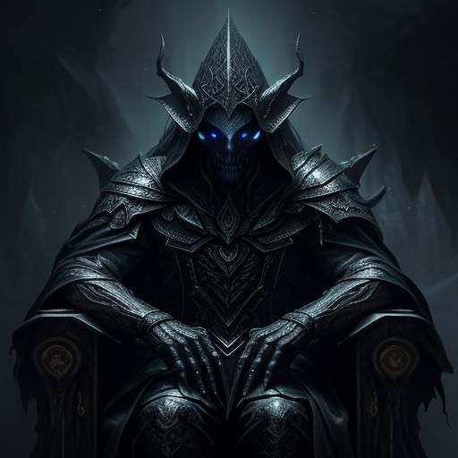 Mysterious Figure on Dagger Throne: Dark Fantasy Art