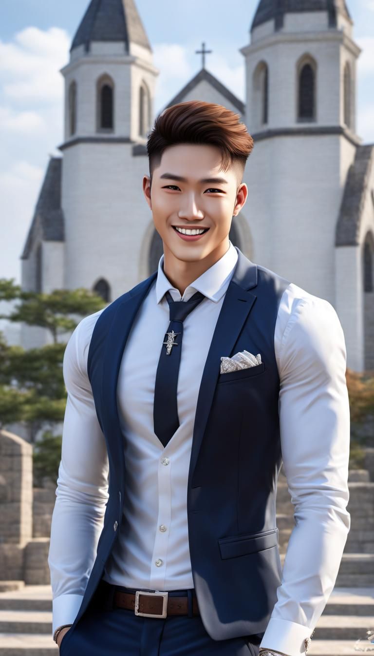 in front of the church....