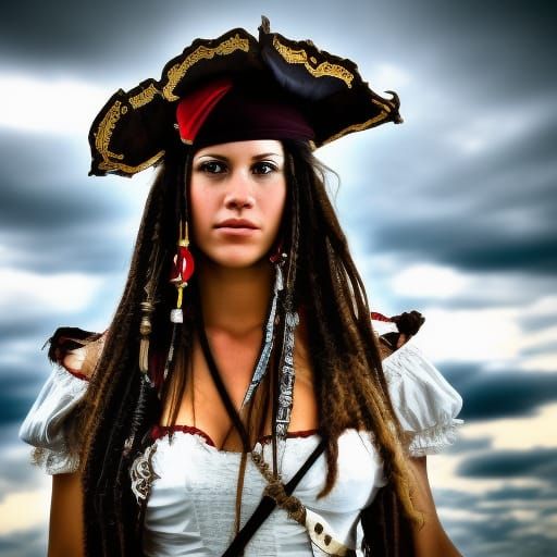 Hyperrealistic Female Pirate in Cinematic Portrait
