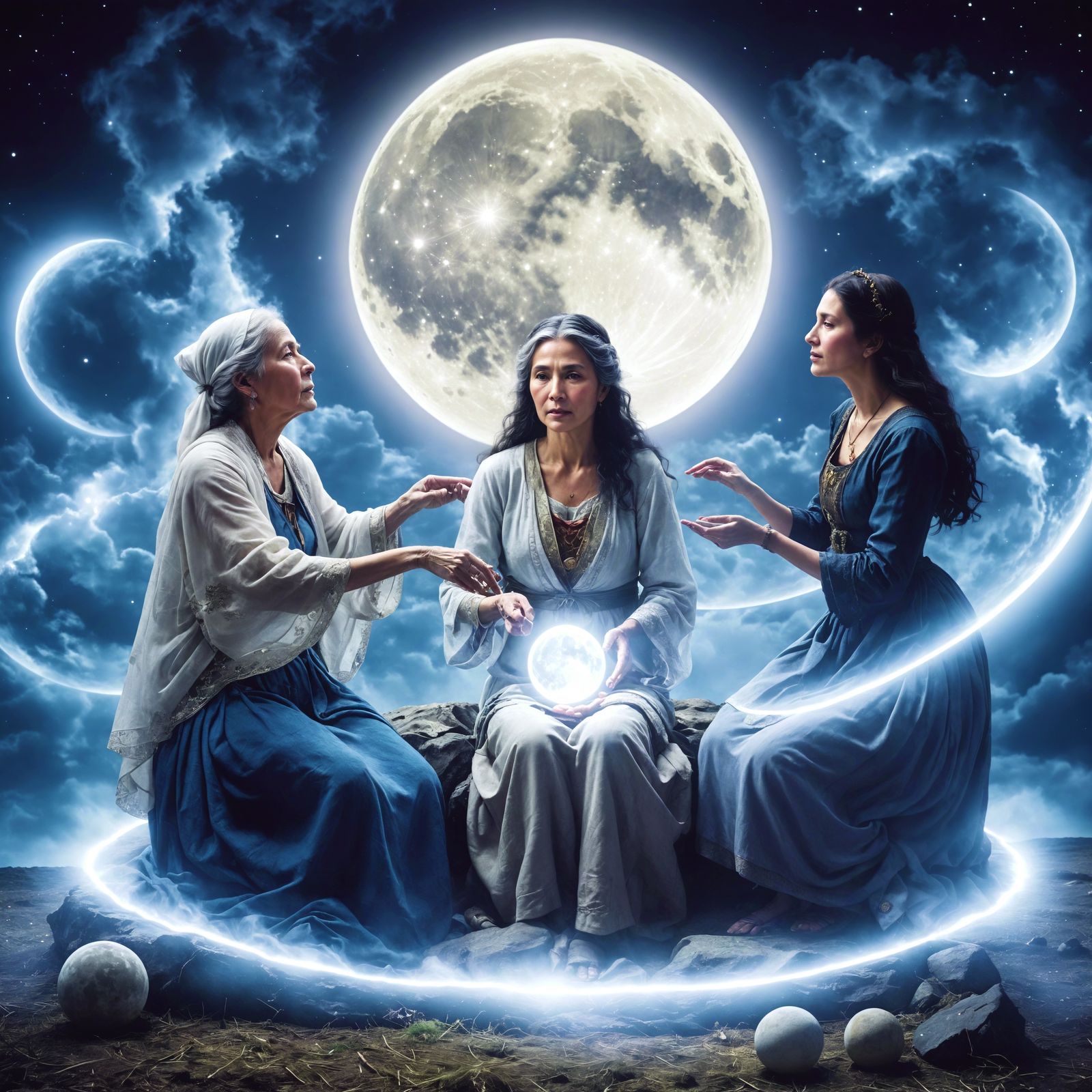 Enchanting Moonlit Ritual: Three Generations of Women