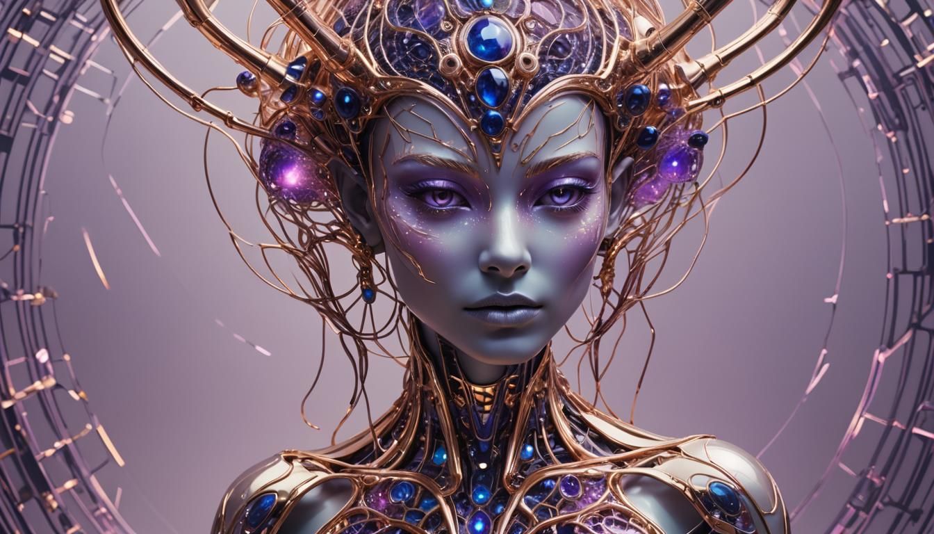 Otherworldly Humanoid with Iridescent Skin and Ethereal Glow