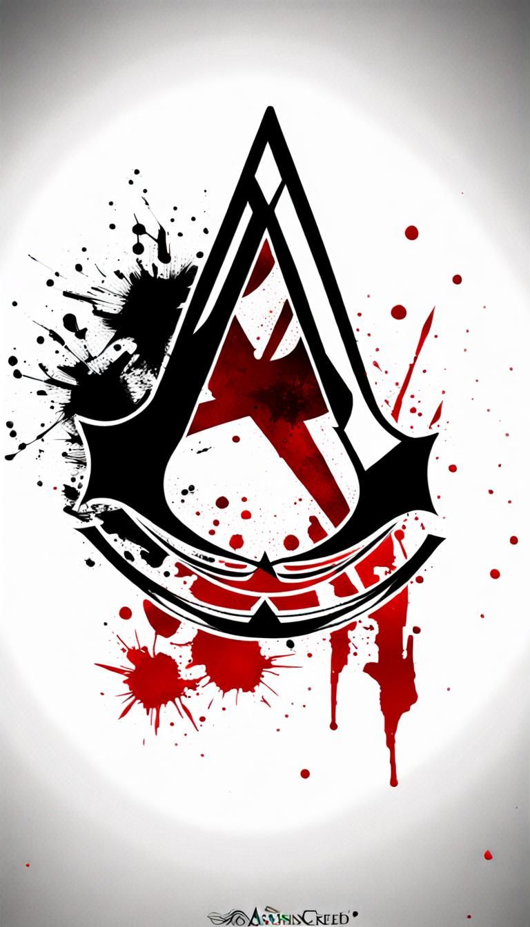 Assassin's Creed Logo as Trash Polka Tattoo