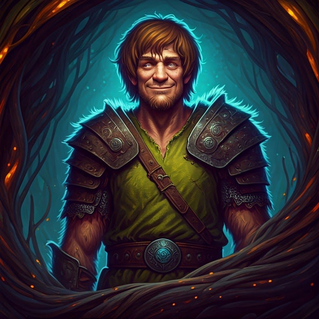 Goliath Druid in Mystical Setting, Dreamlike Art