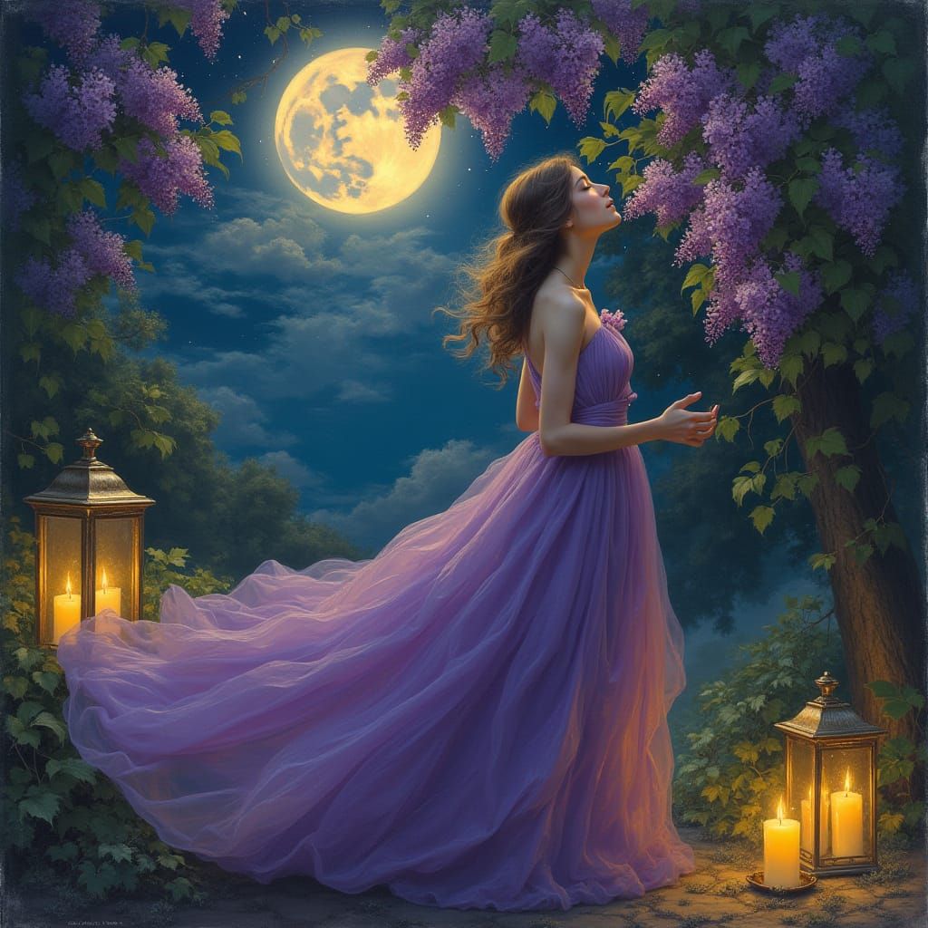 Woman Basks in Lilac's Ethereal Glow