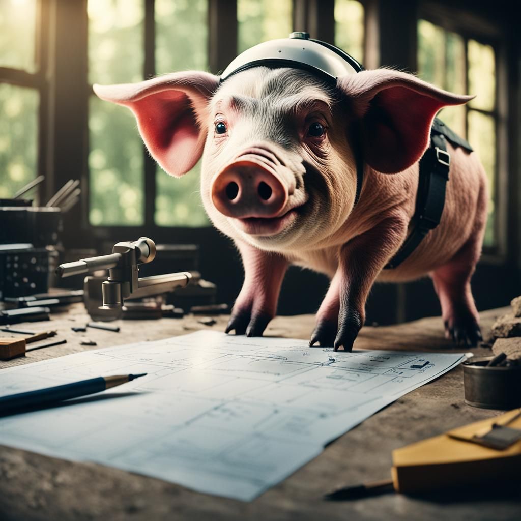 Raymond the Pig Surveys: A Cinematic Still