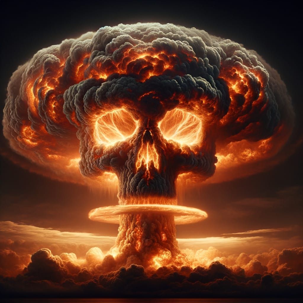 Nuclear Mushroom Cloud Transforms into a Human Skull in Fier...