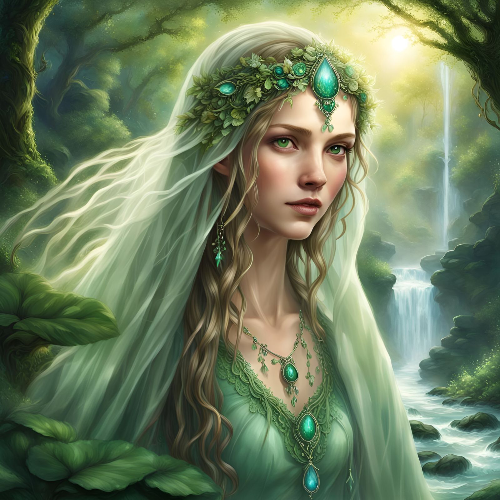 Radiant Maiden Elara in Hidden Valley, Detailed Matte Painti...