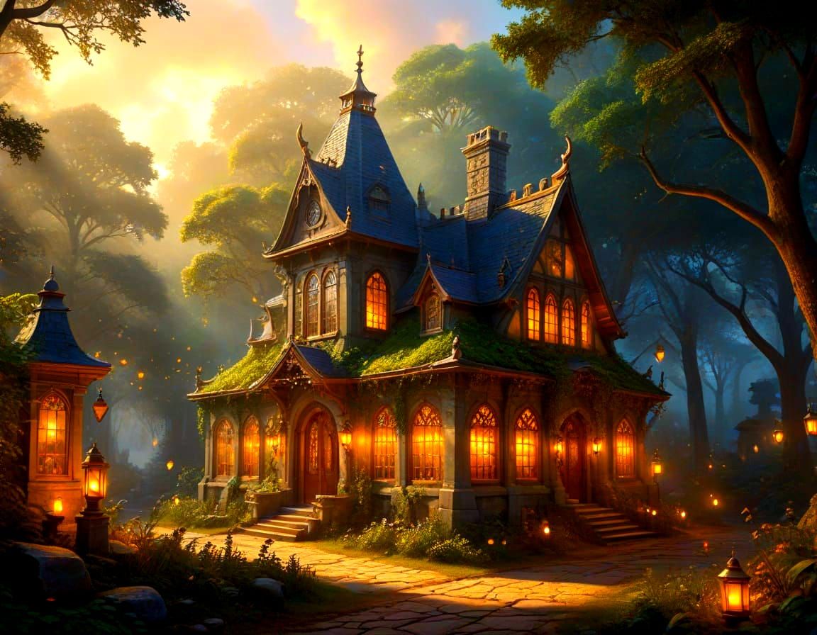 Mystical Forest Apothecary & Library in Fantasy Style