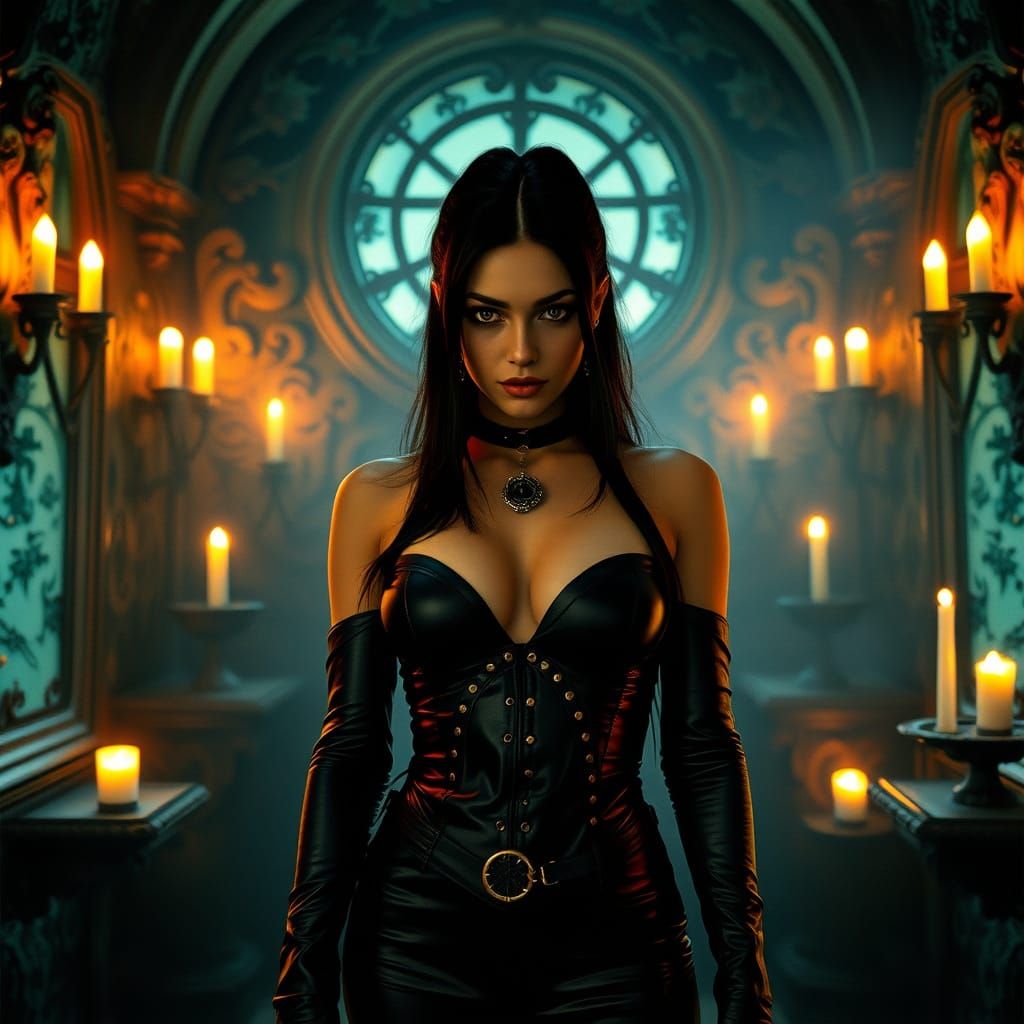Enchantress Lilith in Gothic Chamber, Cinematic Style