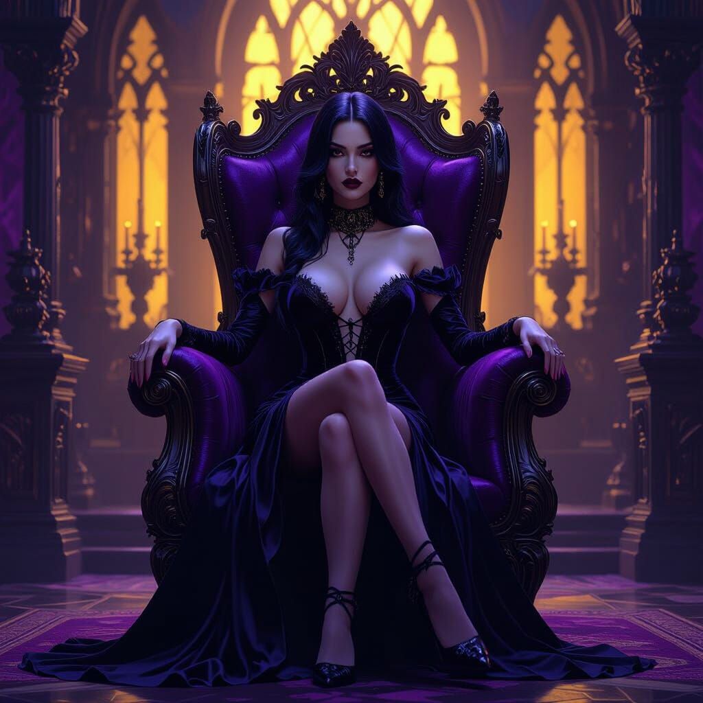 Gothic Mansion Scene with Seductive Goth Woman