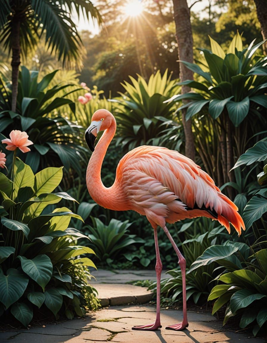 Elegant Flamingo in Serene Zoo Paradise