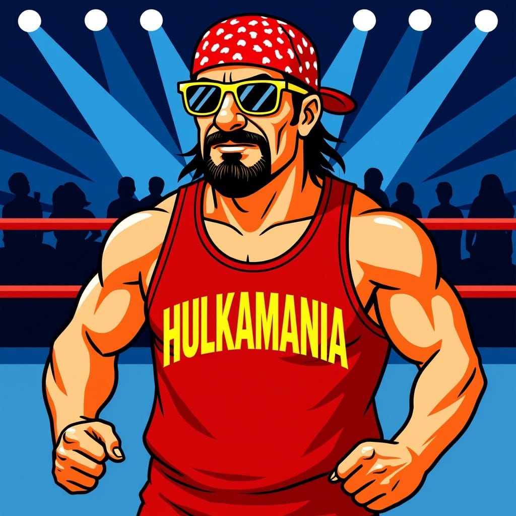 Vector Illustration of Wrestler in Iconic Pose