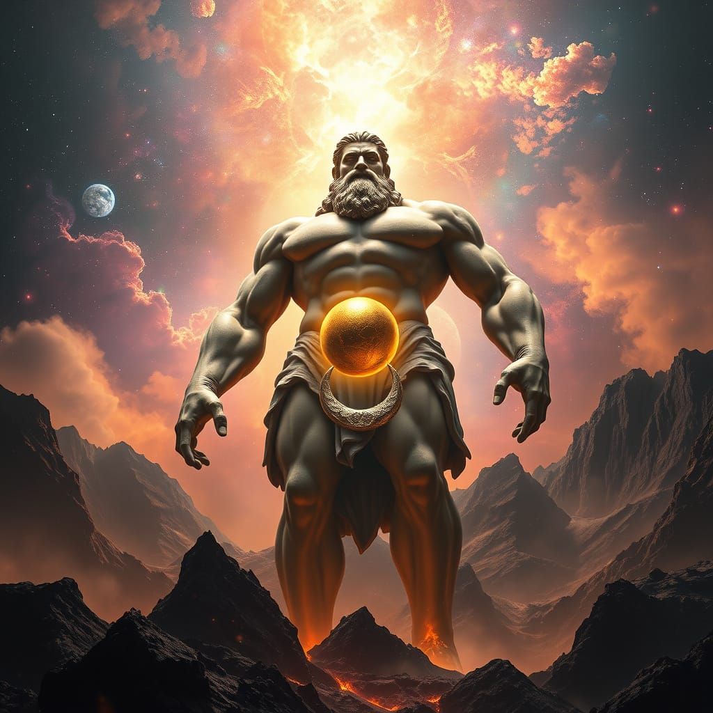 Titan of Celestial Wonder in Ethereal Light