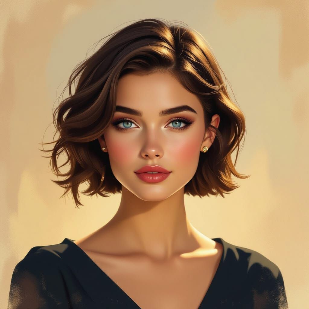 A stunning, high-resolution portrait of a young woman with s...