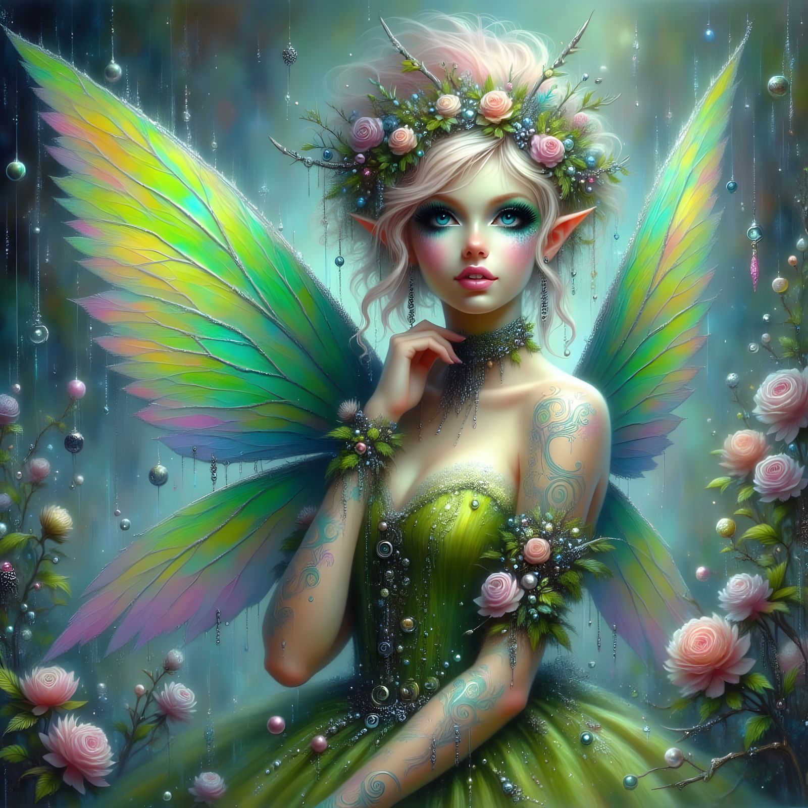 Ethereal Fairy in Cyberpunk Hues