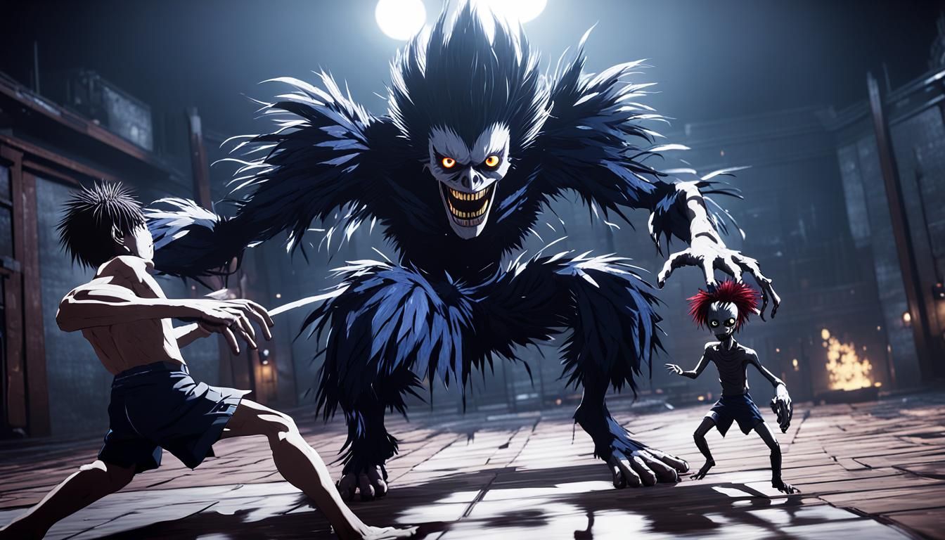 L vs Ryuk: 3D Cinematic Battle in Death Note