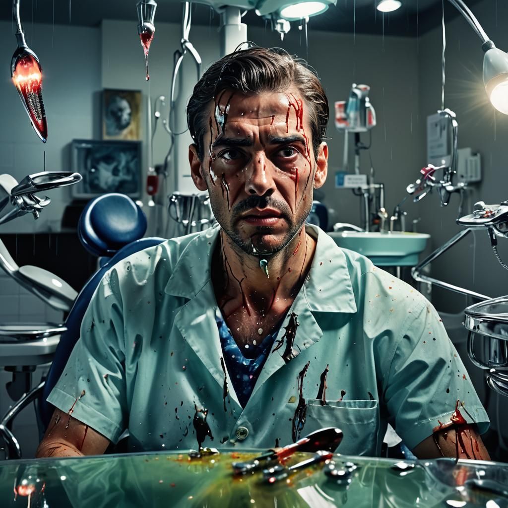 Surreal Dentist Portrait in Dreamlike Style