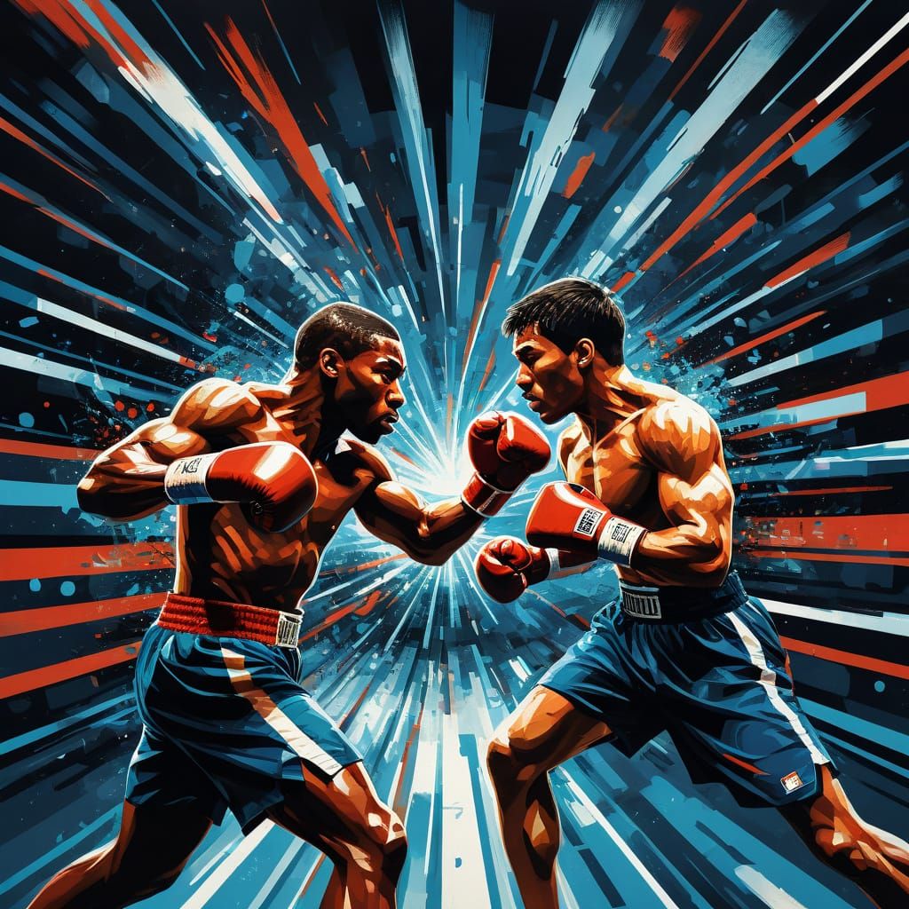 Dynamic Boxing Poster with Glowing Energy Trails