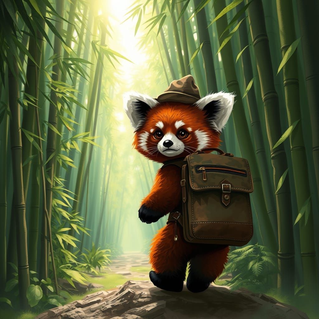 Red Panda Explorer in Bamboo Jungle