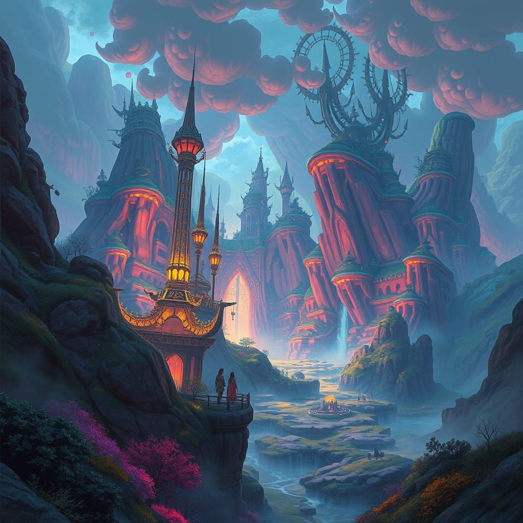Ethereal Fantasy Landscape with Vibrant Colors