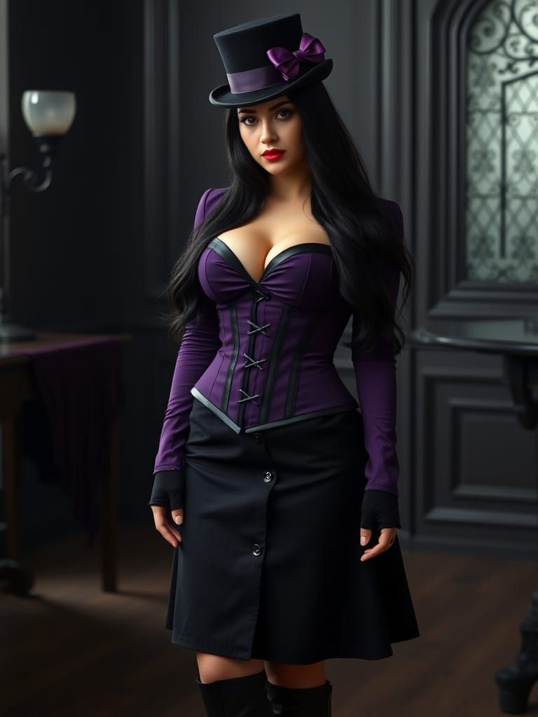 Steampunk Woman in Gothic Room