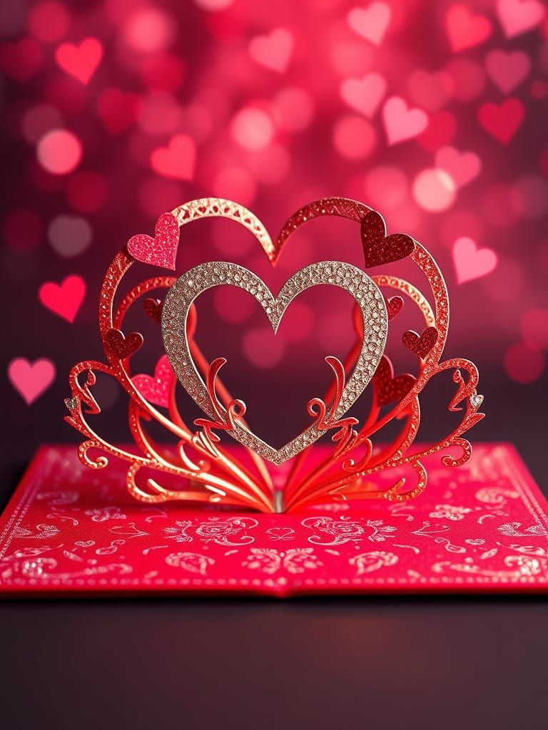 Luxurious Valentine's Day Card with 3D Pop-up Design