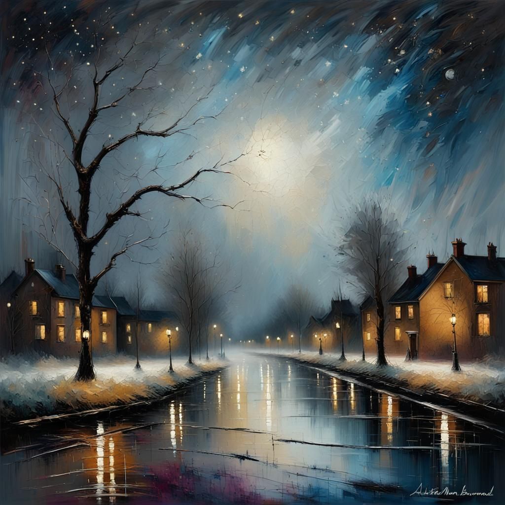 Starry Night: Contemporary Abstract Oil Painting