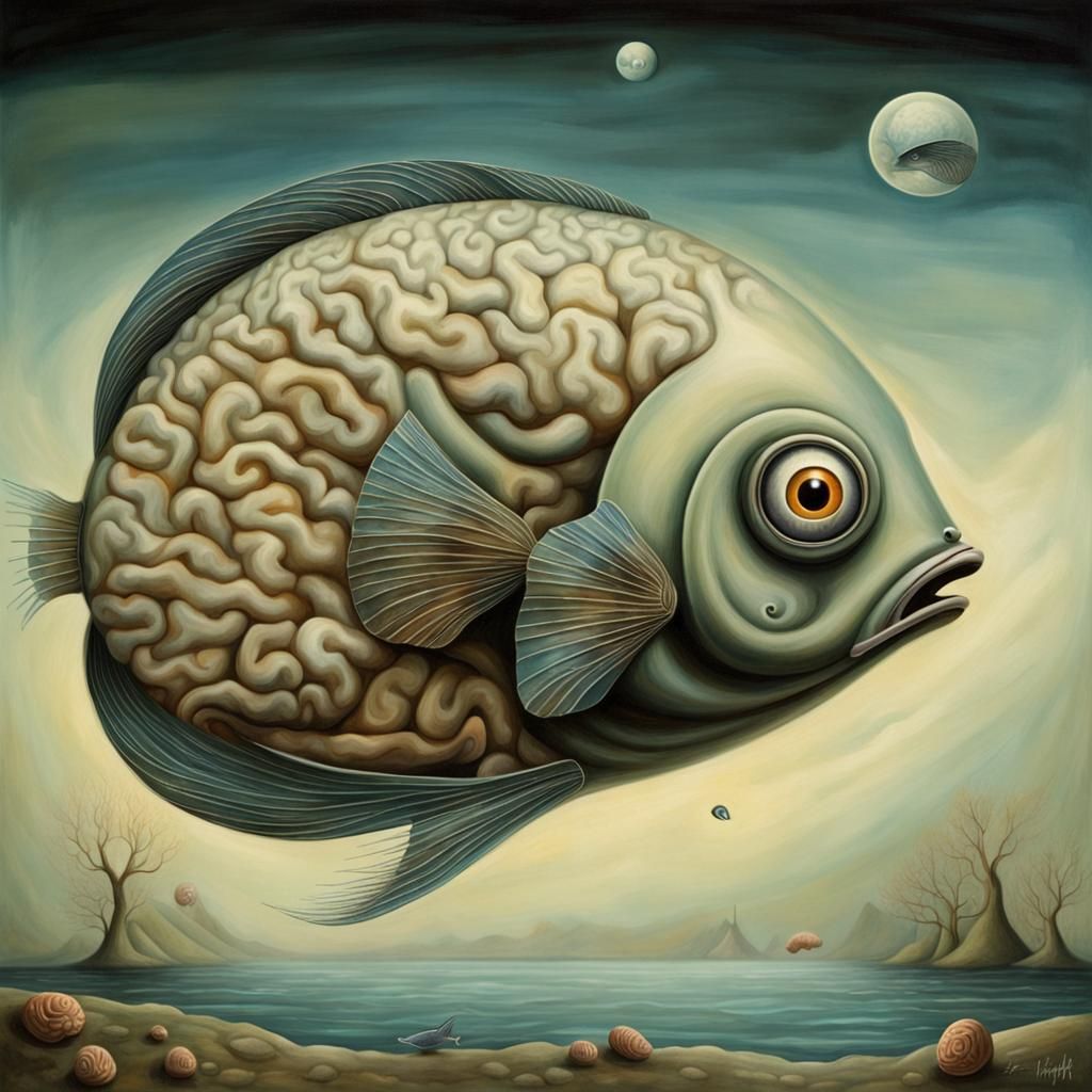 Surreal Brain Fish Discover Walking in New World