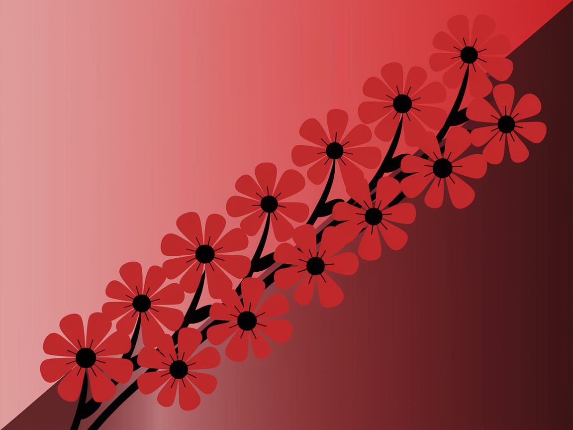 Vibrant Red Floral Composition in Digital Art