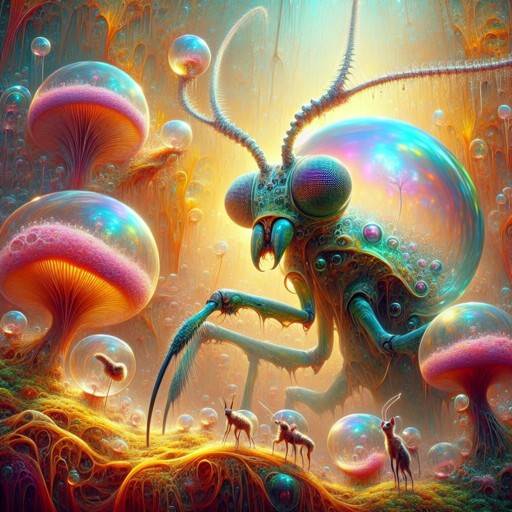 Surreal Alien in Biodiverse Swamp, Digital Art