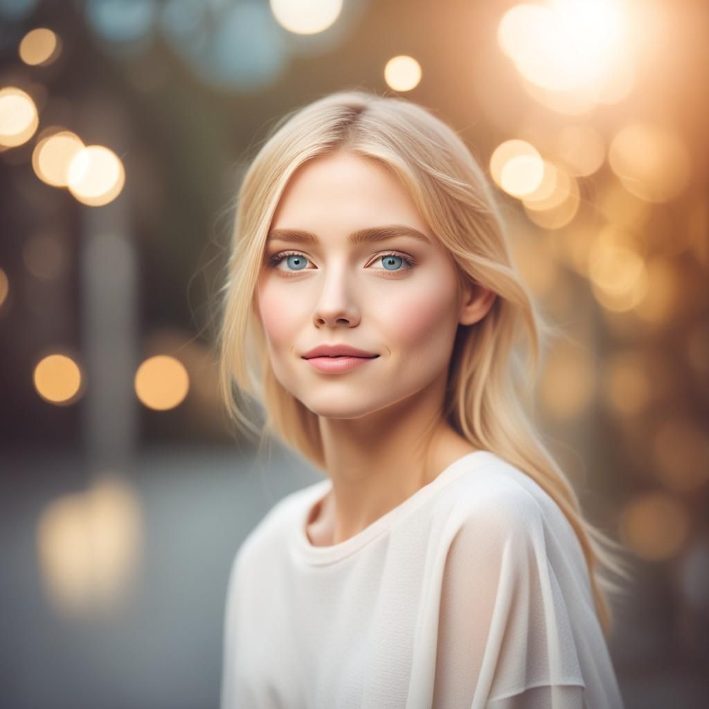 blonde young beautiful ladies face with simple makeup
