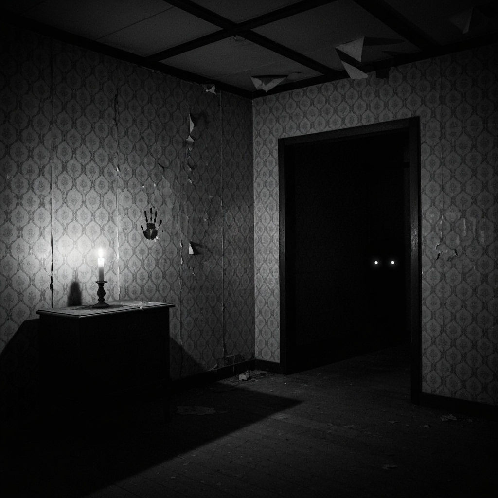 Eerie Abandoned Japanese Building Interior at Night