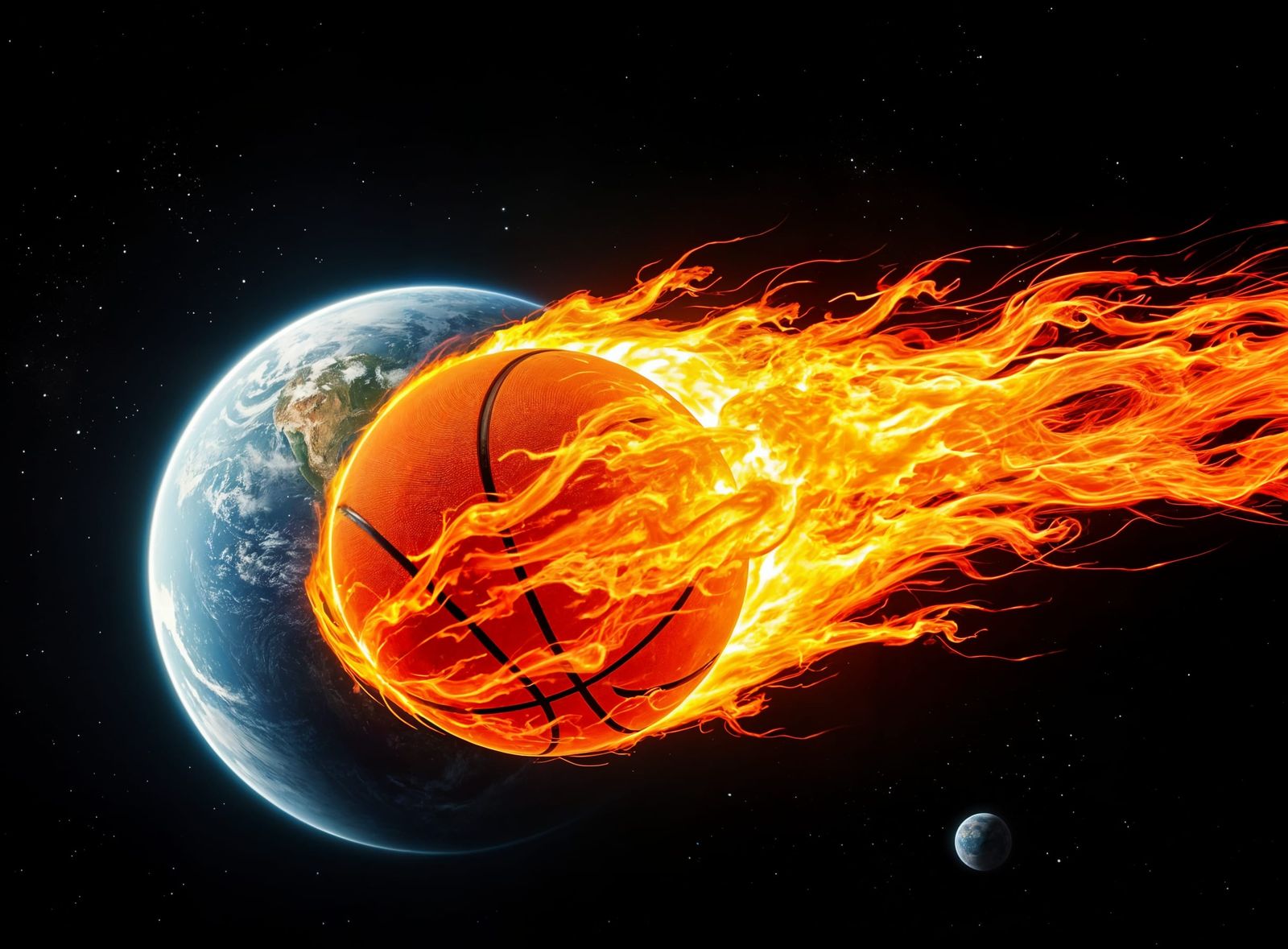 Fiery Basketball Asteroid Hurtling Through Space