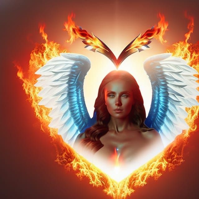 Burning Heart Angel Woman 2