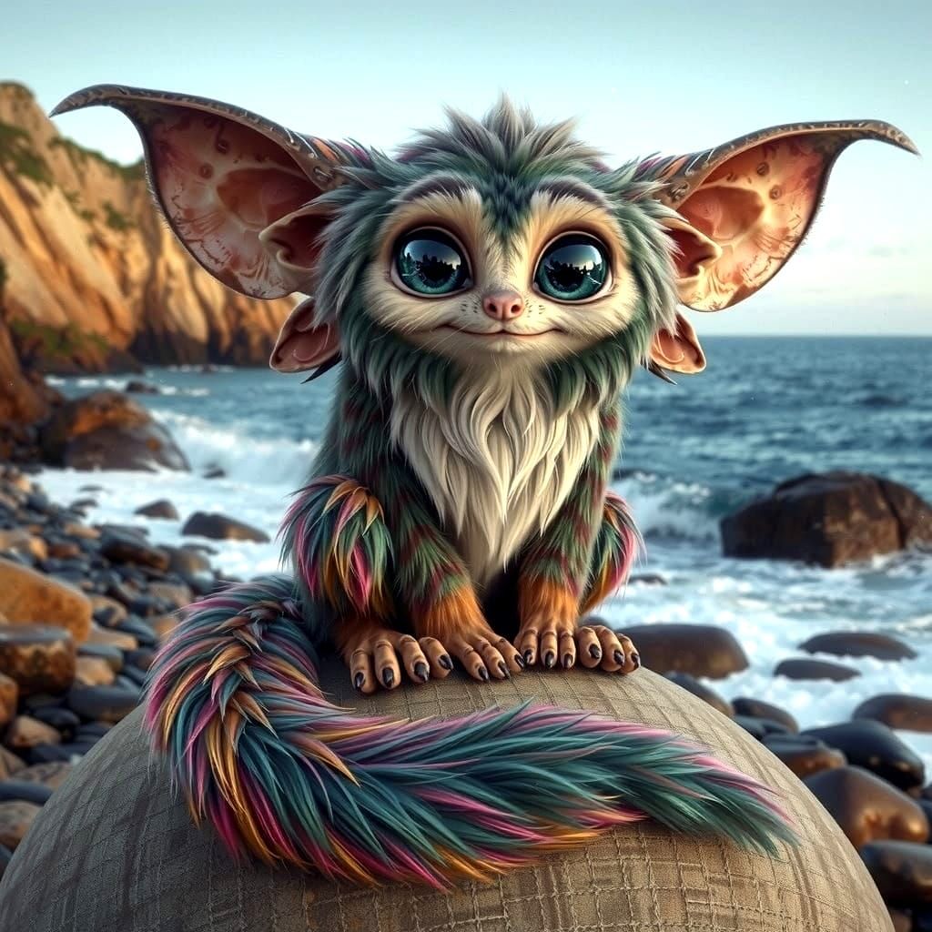 Whimsical Desert Feline with Joyful Expression