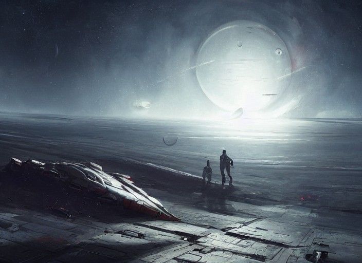 Abandoned Spaceship on Moon by Rutkowski and Amaringo