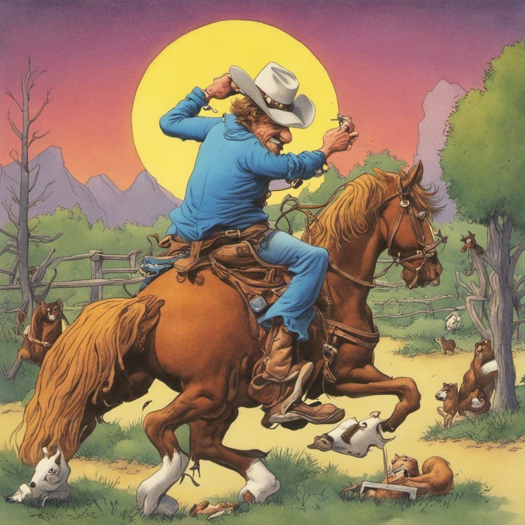 Cowboy in Colorful Comic Art Style